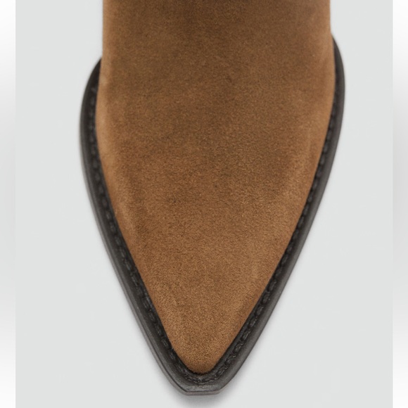 100% leather mango Brown tan Suede leather Ankle Boots Sz 37 / 7 women’s - Picture 5 of 15